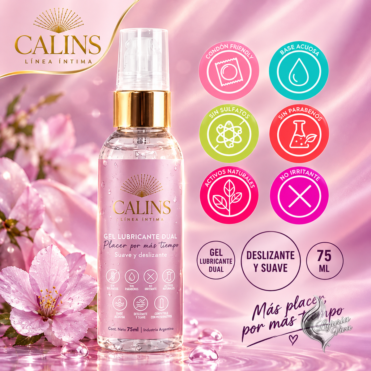 Gel Lubricante Dual Deslizante y Suave | Calins