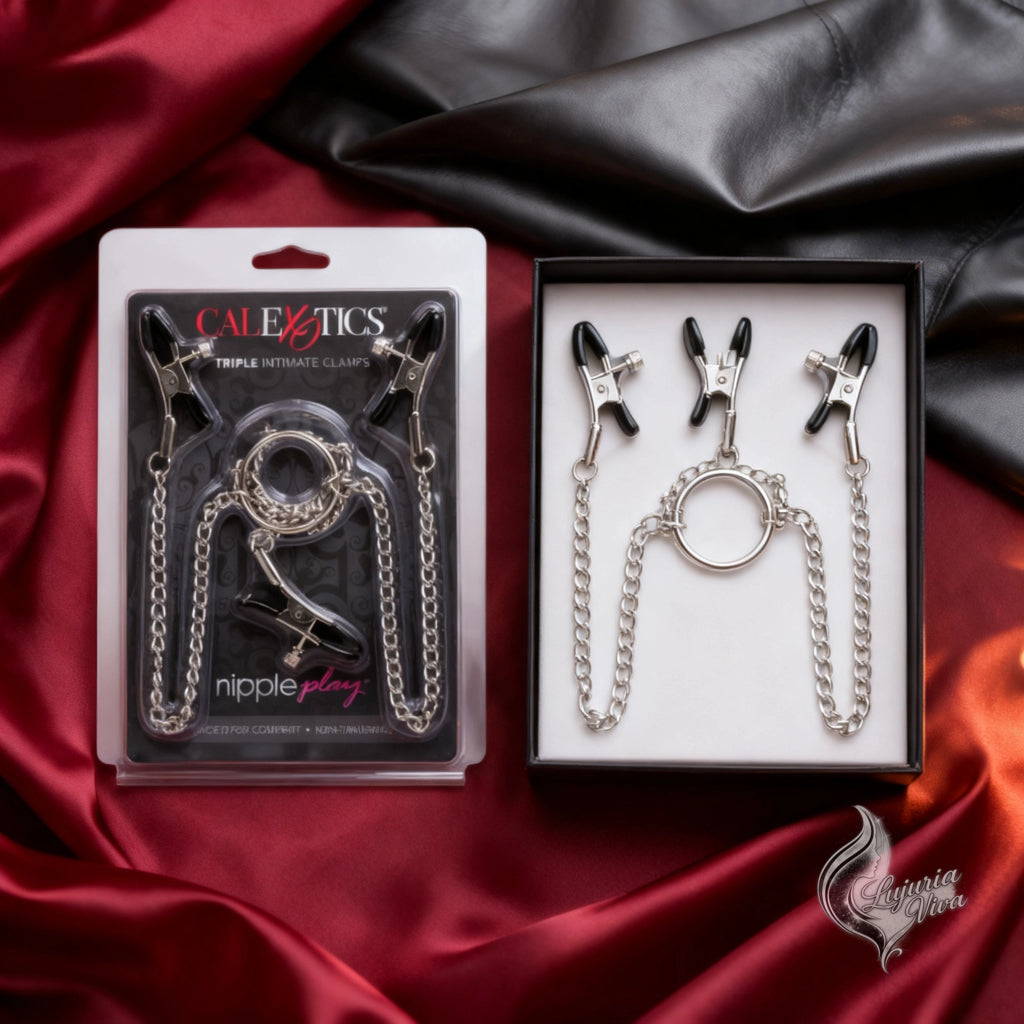 Set Triple Pinzas Íntimas con Doble Cadena | CalExotics