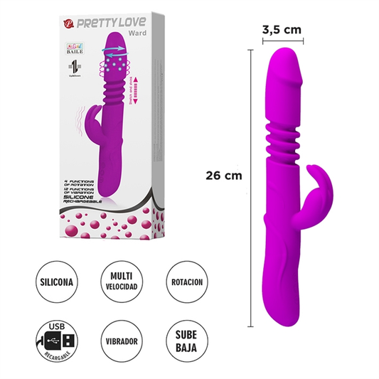 Vibrador Rabbit Ward con Rotación y Empuje | Pretty Love