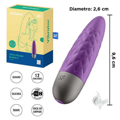 Bala Ultra Power Bullet Carga USB 12 Vibraciones | Satisfyer