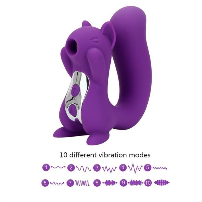 Succionador de Clitoris y Vibrador - Ardilla | USB | Sexy & Funny