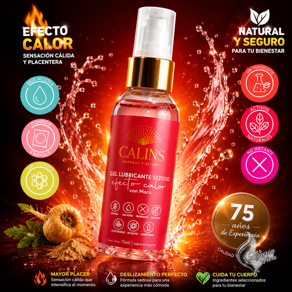 Gel Lubricante Efecto Calor con Maca | Calins