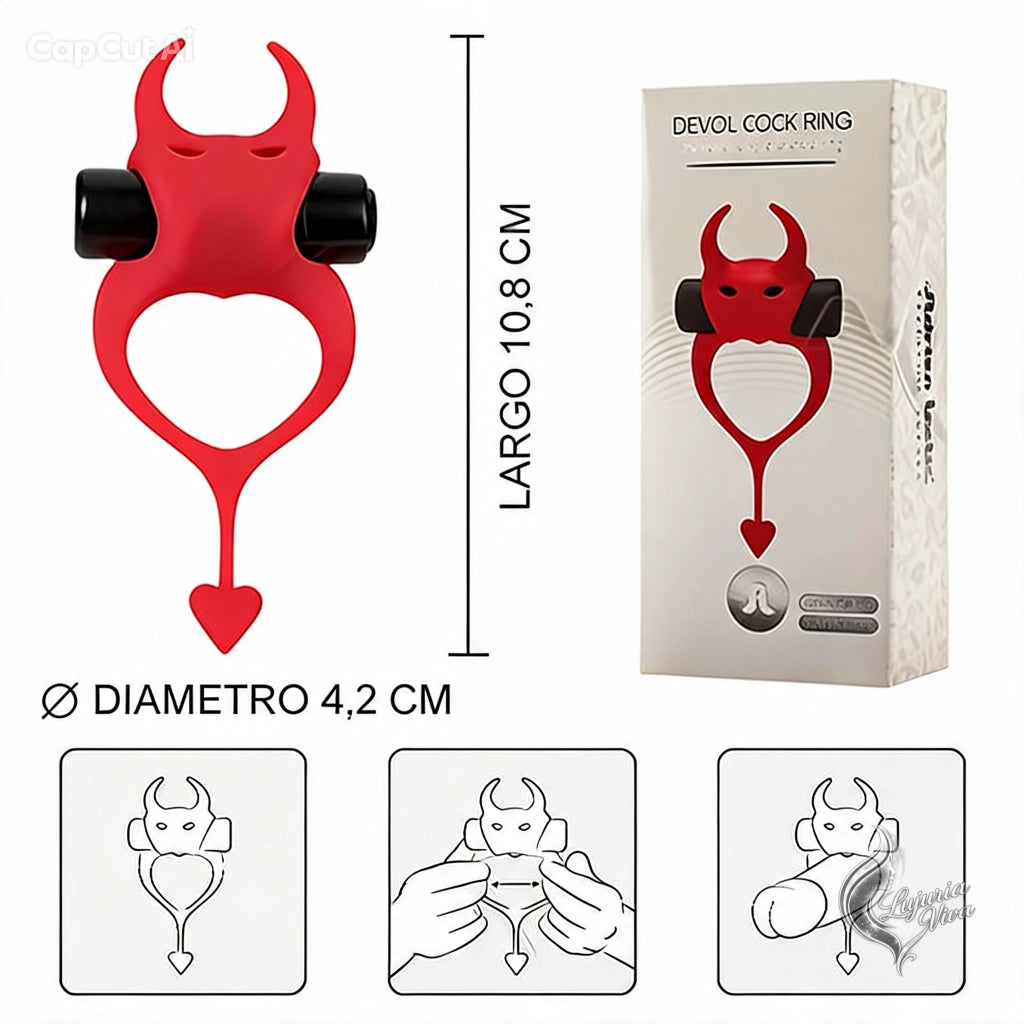 Anillo Vibrador Devol Cock Ring Diablo Adrien Lastic - medidas y caja
