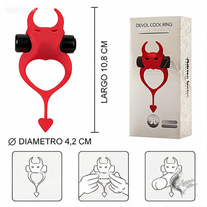 Anillo Vibrador Devol Cock Ring Diablo Adrien Lastic - medidas y caja