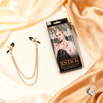 Pinzas de Pezón Entice con Doble Cadena Dorada | CalExotics