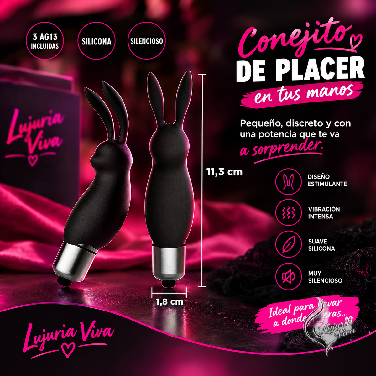 Balas estimuladoras de Clítoris Conejito | Silicona  | Pila | Sexy & Funny