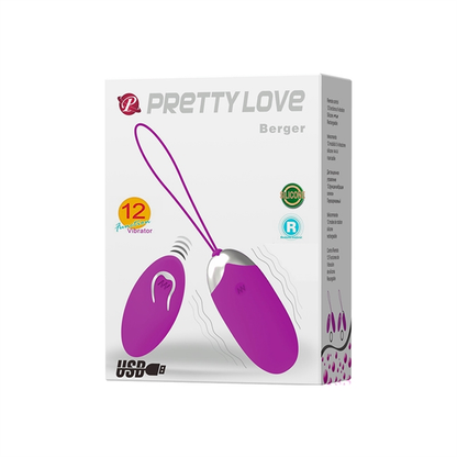 Huevo Vibrador Berger Inalámbrico con Control Remoto y Carga USB | Pretty Love