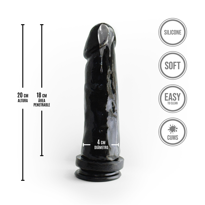 Dildo Consolador Sopapa Super Negro con Eyaculador Caiman